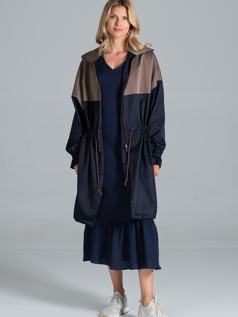 Плащ жіночий Figl M817 L/XL Темно-синій/Коричневий (5902194394949) - зображення 3