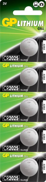 Baterie litowe GP Lithium Cell 3.0V CR2025-U5 5 szt. (CR2025-U5) - obraz 1
