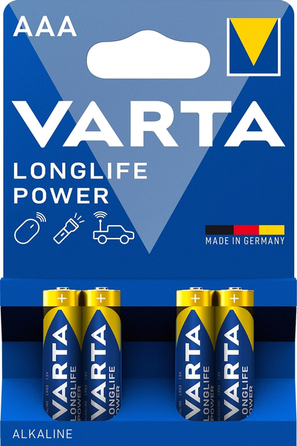 Батарейка Varta Longlife Power AAA BLI 4 Alkaline (04903121414) - зображення 1