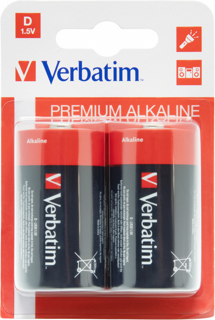 Батарейки Verbatim Premium D (LR20) 2 шт Mono Alkaline (49923) - зображення 1