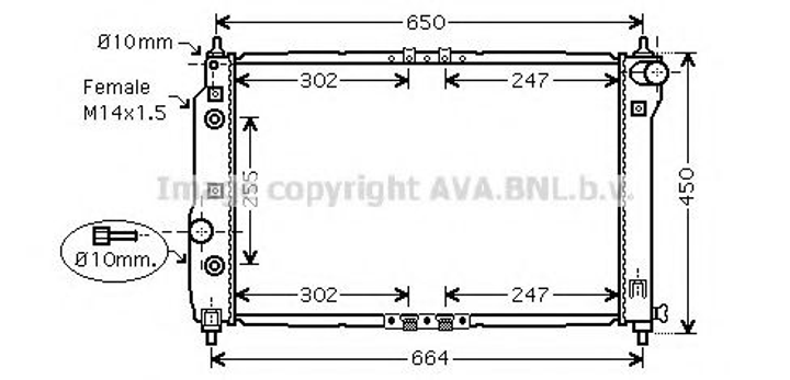 Радіатор охолодження CHEVROLET AVEO 1.5 (AT) (AVA) Ava (DWA2068) - зображення 1