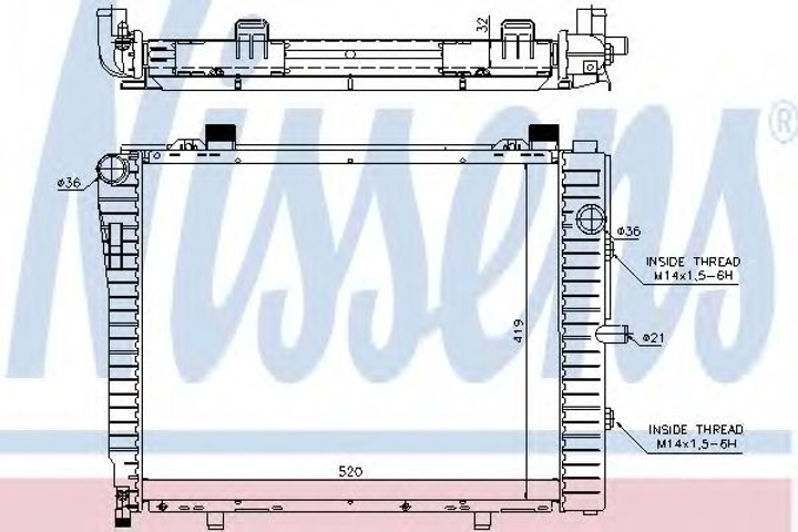 Радіатор охолодження MERCEDES C-CLASS W202/CLK-CLASS W208 (вир-во Nissens) Nissens (62712A) - зображення 1