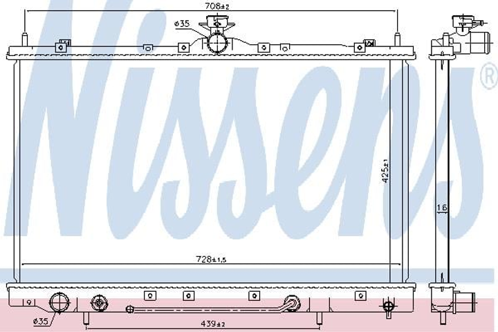 Радиатор охлаждения MITSUBISHI GRANDIS (04-) 2.4 i 16V (выр-во Nissens) Nissens (628975) - изображение 1