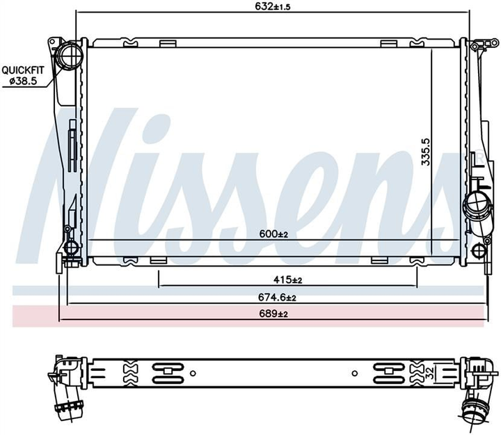 Радіатор охолодження BMW 1/3 SERIES (вир-во Nissens) Nissens (60832) - зображення 1