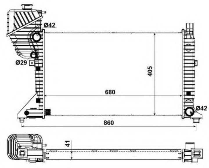 Радіатор охолодження MERCEDES SPRINTER W 901-905 (95-) (вир-во NRF) NRF (55348A) - зображення 1