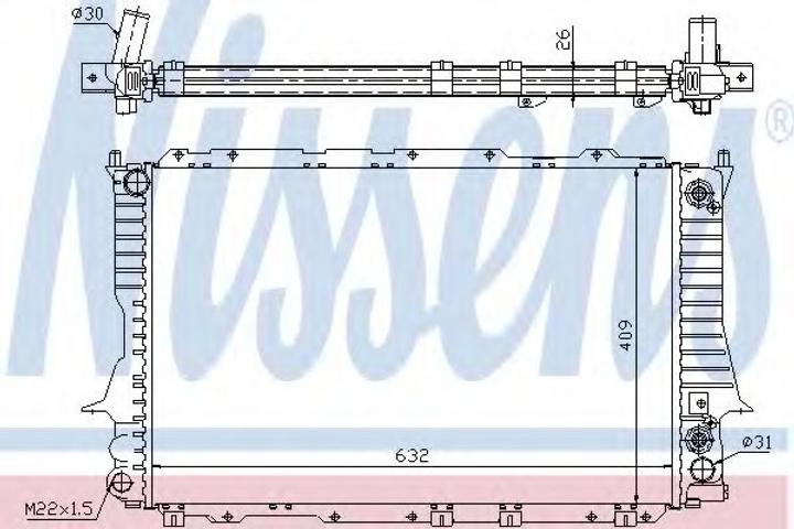 Радіатор охолодження AUDI 100/A6 2.6-2.8 AT (вир-во Nissens) Nissens (60476) - зображення 1