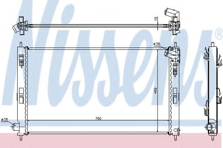 Радіатор охолодження MITSUBISHI LANCER/OUTLANDER (вир-во Nissens) Nissens (628952) - зображення 1