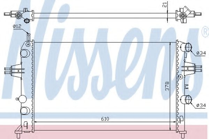 Радіатор охолодження OPEL ASTRA G (98-) 1.2/1.4i (вир-во Nissens) Nissens (63091) - зображення 1