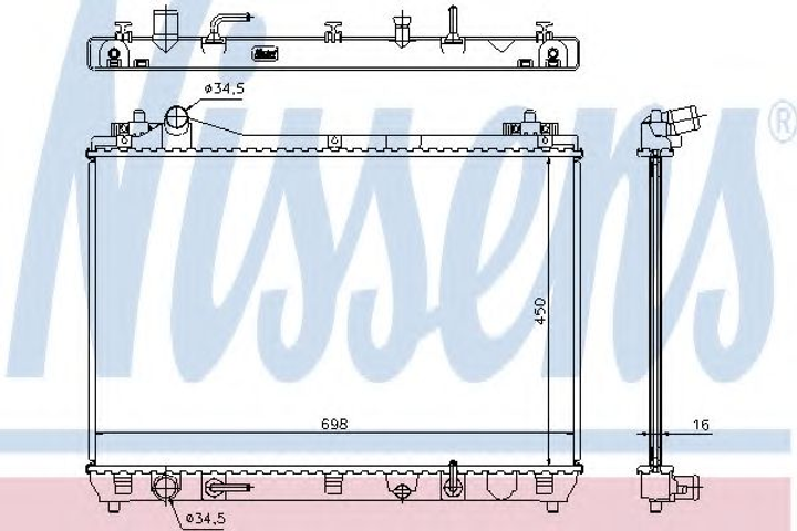 Радіатор охолодження двигуна SUZUKI Grand Vitara II (JT) (вир-во Nissens) Nissens (64199) - зображення 1