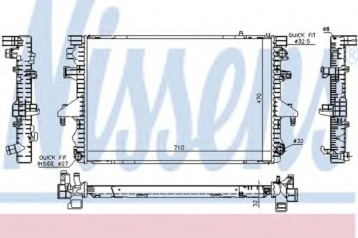 Радиатор охлаждения VW TRANSPORTER T5 (03-) 2.5 TDi (выр-во Nissens) Nissens (65283A) - изображение 1