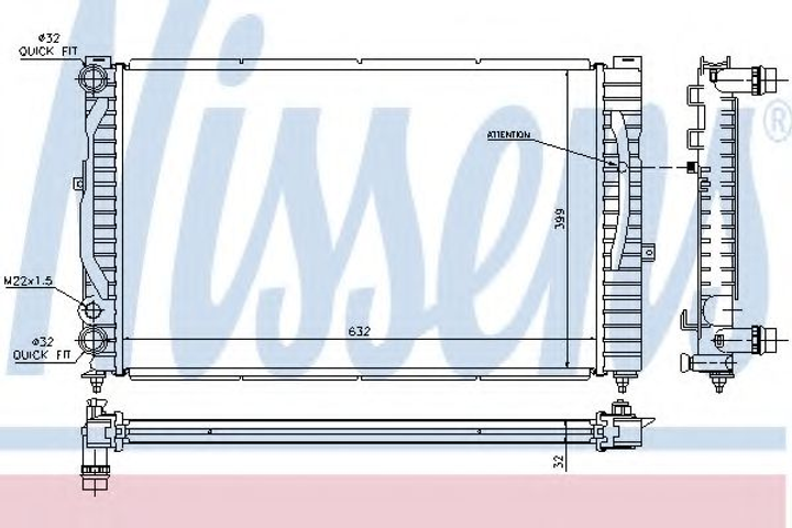 Радиатор охлаждения AUDI A4/S4 (B5) (94-)/ A6/S6 (C5) (97-) (выр-во Nissens) Nissens (60299) - изображение 1