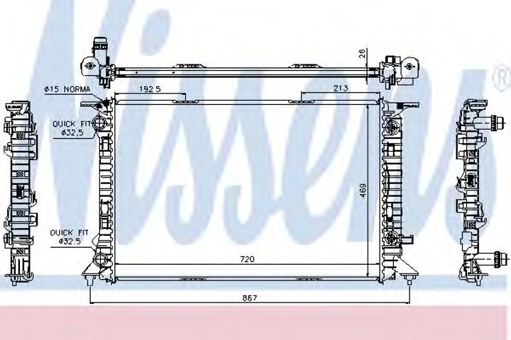 Радіатор охолодження AUDI A 4 / S 4 (B8) (07-) (вир-во Nissens) Nissens (60321) - зображення 1