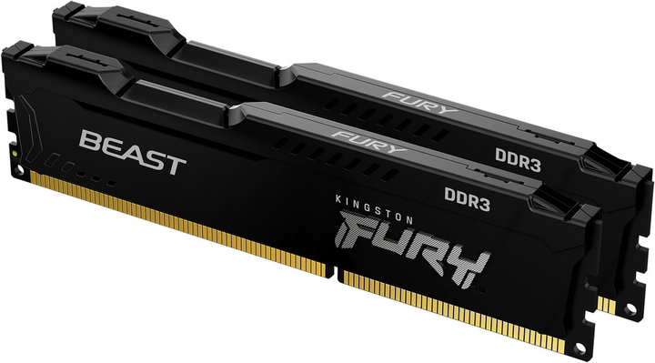 Оперативна пам'ять Kingston Fury DDR3-1600 16384 MB PC3-12800 (Kit of 2x8192) Beast Black (KF316C10BBK2/16) - зображення 1