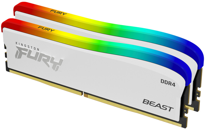 Оперативна пам'ять Kingston Fury DDR4-3600 16384MB PC4-28800 (Kit of 2x8192) Beast RGB Special Edition White (KF436C17BWAK2/16) - зображення 1