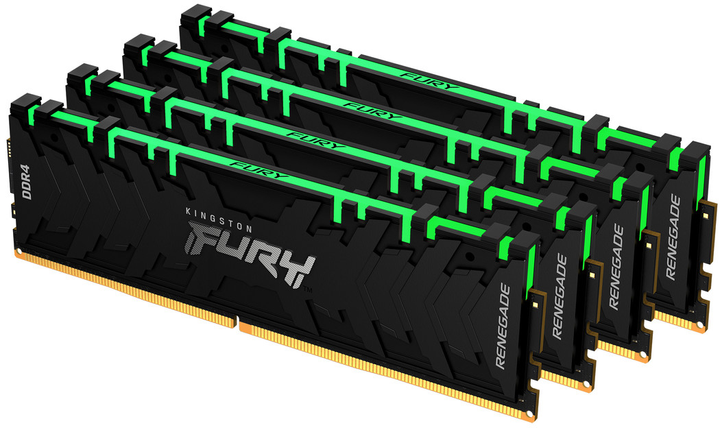 Pamięć Kingston Fury DDR4-3600 32768MB PC4-28800 (Kit of 4x8192) Renegade RGB 1Rx8 Black (KF436C16RBAK4/32) - obraz 1