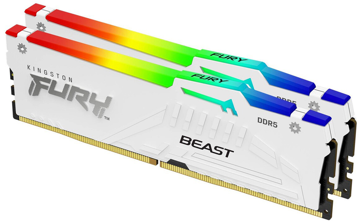 Оперативна пам'ять Kingston Fury DDR5-5200 32768MB PC5-41600 (Kit of 2x16384) Beast RGB White (KF552C40BWAK2-32) - зображення 1