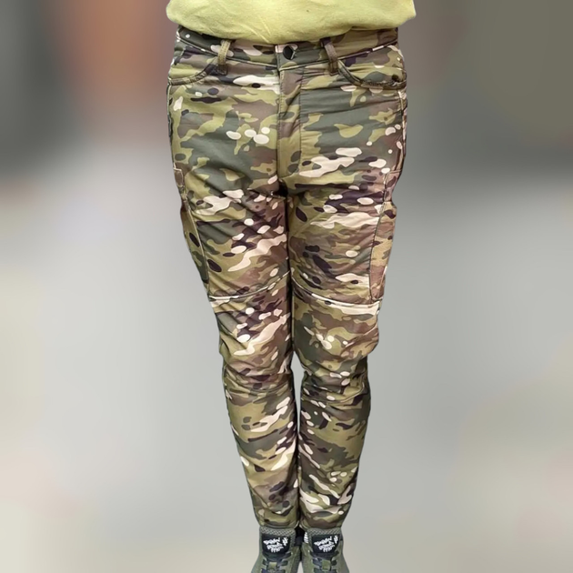 Штани тактичні флісові, розмір 3XL, Мультикам, утеплені штани для військових на флісі, тактичні штани - зображення 1