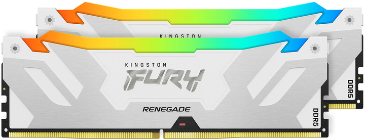 Оперативна пам'ять Kingston FURY DDR5-6400 32768MB PC5-51200 (Kit of 2x16384) Renegade RGB 1Rx8 White (KF564C32RWAK2-32) - зображення 2