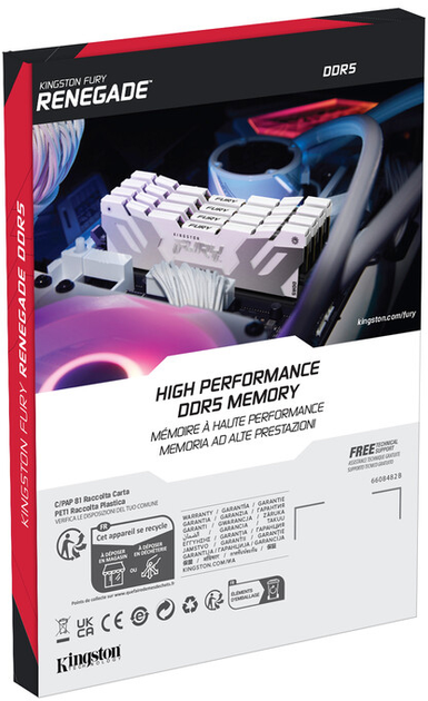 Pamięć Kingston FURY DDR5-6400 16384MB PC5-51200 Renegade 1Rx8 White (KF564C32RW-16) - obraz 5