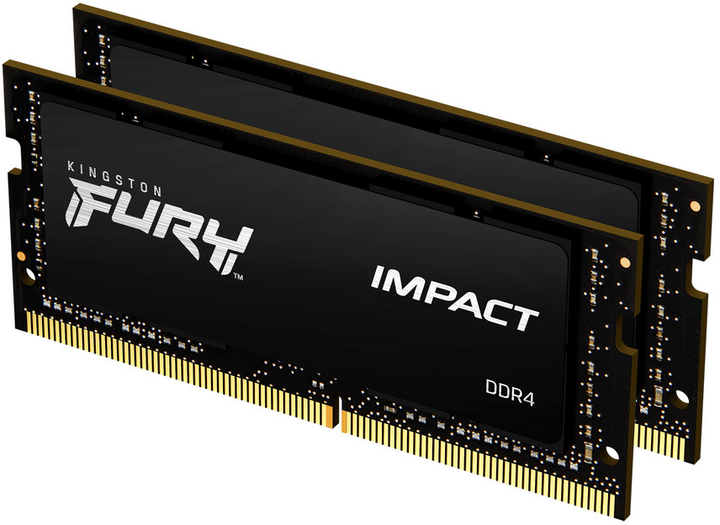 Оперативна пам'ять Kingston Fury SODIMM DDR4-2666 32768 MB PC4-21300 (Kit of 2x16384) Impact Black (KF426S16IBK2/32) - зображення 1