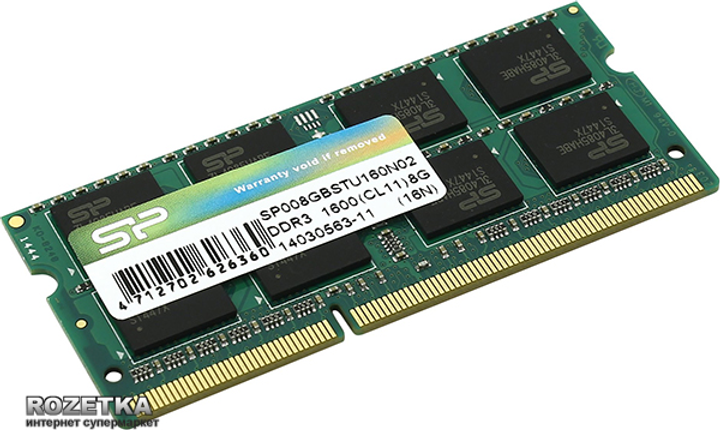 Pamięć Silicon Power SODIMM DDR3-1600 8192MB PC3-12800 (SP008GBSTU160N02) - obraz 2