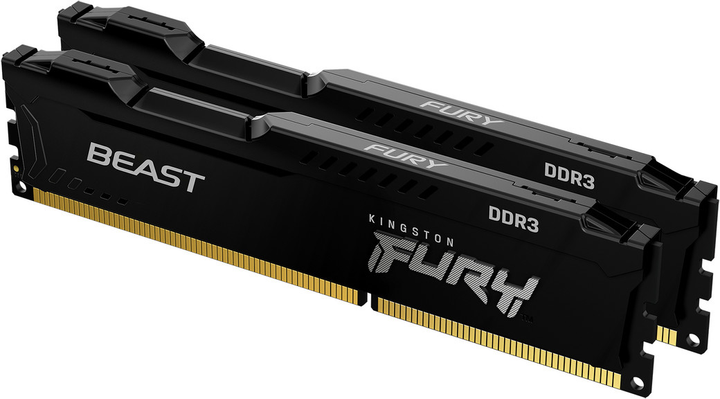 Оперативная память Kingston Fury DDR3-1600 8192MB PC3-12800 (Kit of 2x4096) Beast Black (KF316C10BBK2/8) - изображение 1