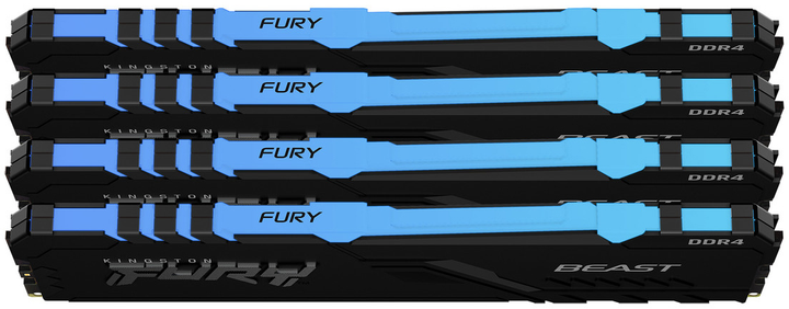 Оперативная память Kingston Fury DDR4-3600 65536MB PC4-28800 (Kit of 4x16384) Beast RGB Black (KF436C18BBAK4/64) - изображение 2