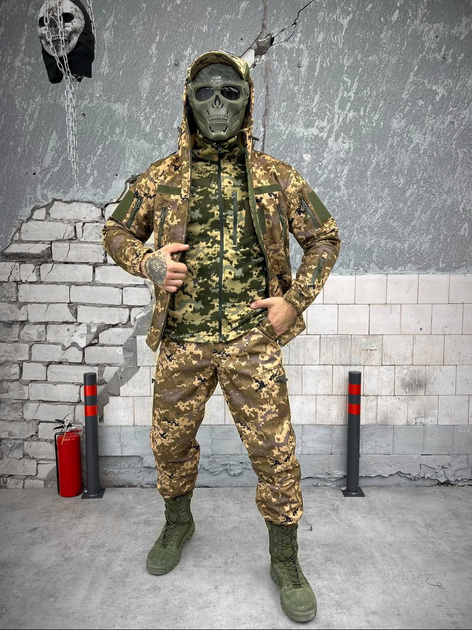 Тактичний костюм демісезонний SoftShell піксель 4в1 розмір 2XL - зображення 1