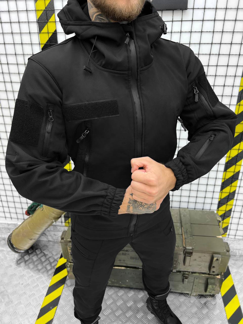 Тактичний костюм SoftShell black розмір L - зображення 1