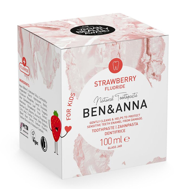 Зубна паста для щоденного використання Ben & Anna Toothpaste for Kids Strawberry with Fluoride 100 мл (4260491222206) - зображення 1