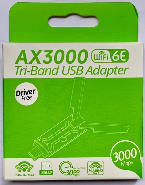 Адаптер WiFi 6E 160MHz 3000 МБіт/с RTL8832CU USB3.0 802.11AX Mu-MIMO 1024-QAM 2х5 дБ - зображення 5