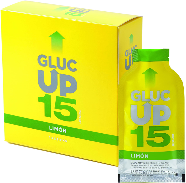 Дієтична добавка Gluc Up 15 Limon 10 саше по 30 мл (8436024610246) - зображення 1