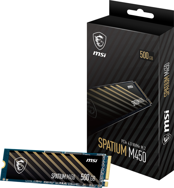 SSD диск MSI Spatium M450 500GB NVMe M.2 PCIe 4.0 TLC 3D NAND (S78-440K190-P83) - зображення 6