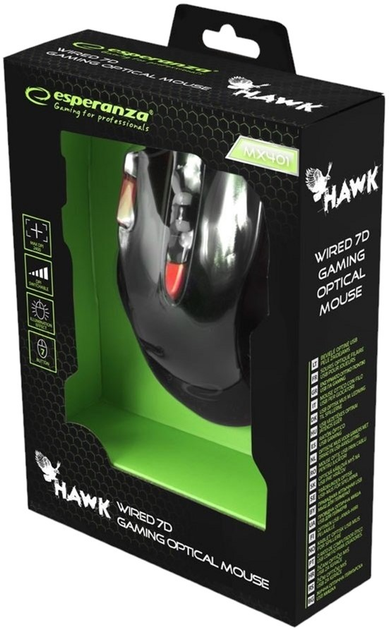 Mysz Esperanza MX401 Hawk USB Black/Red (EGM401KR) - obraz 4