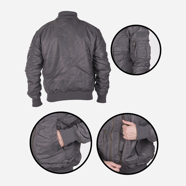 Куртка тактическая мужская MIL-TEC US Tactical Flight Jacket 10404608 3XL 1332 Urban grey (2000980619153) - изображение 2