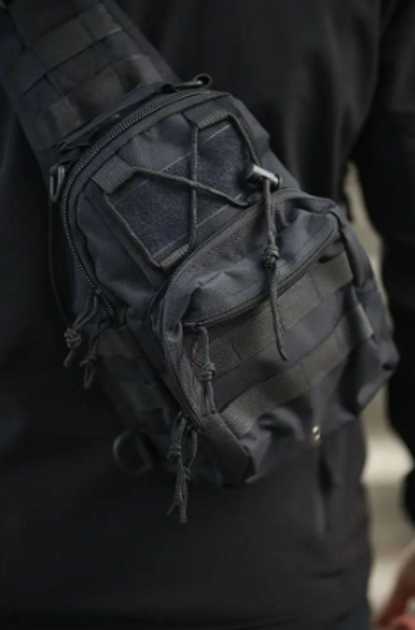 Тактична сумка через плече чорна 17037 - изображение 1