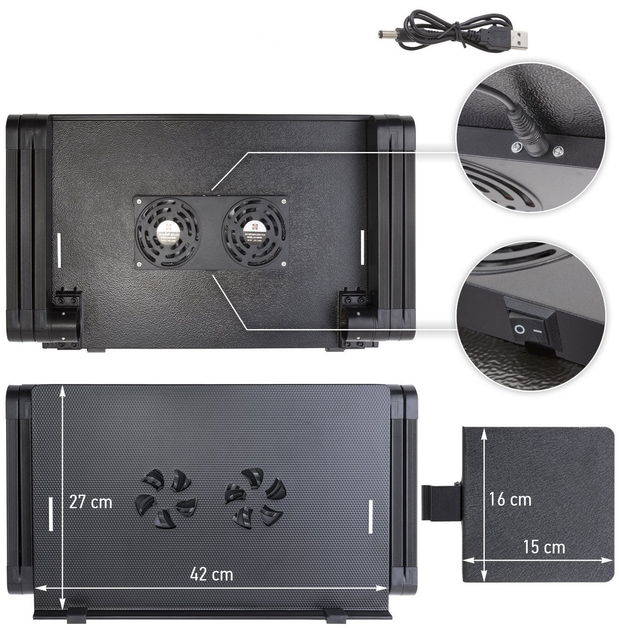 Портативний столик VHG S74 з охолодженням для ноутбука Laptop Table, Black - изображение 6