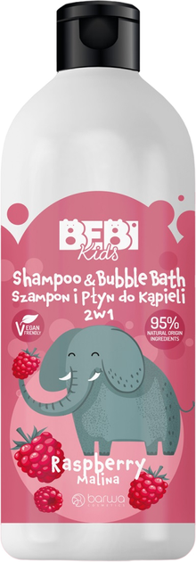Szampon dla dzieci i pianka do kąpieli Barwa Cosmetics Bebi Kids Shampoo Raspberry 500 ml (5902305005290) - obraz 1
