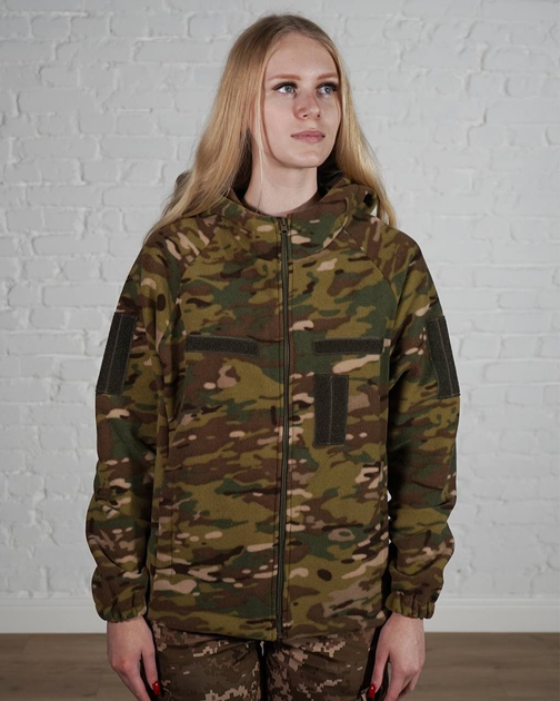 Женская военная тактическая флисовая кофта с капюшоном р. XL Мультикам - изображение 1