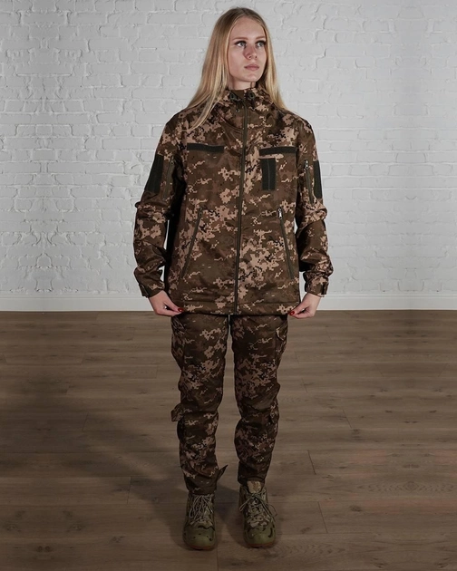 Жіноча військова тактична форма SoftShell тришарова осінь/зима куртка і штани р. M Піксель - зображення 1