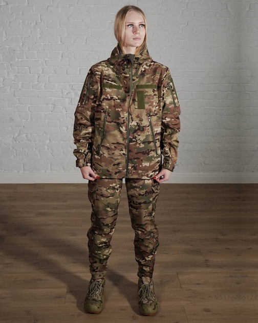 Жіноча військова тактична форма SoftShell тришарова осінь/зима куртка і штани р. L Мультикам - зображення 1
