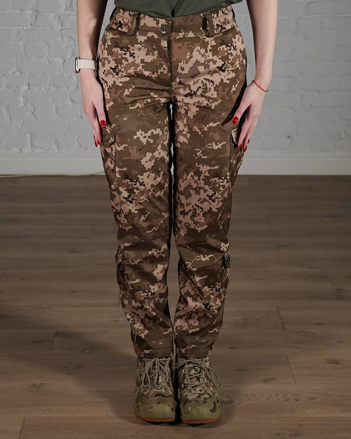 Женские военные штаны тактические SoftShell трехслойные осень/зима р. L Пиксель - изображение 1