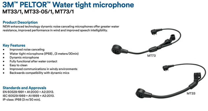 Гнучкий мікрофон MT33-05/1 для активних навушників 3M Peltor + захист від вітру (180мм кабель) (15260) - зображення 2