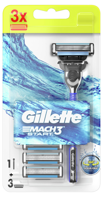 Станок для гоління чоловічий Gillette Mach 3 Start з 3 змінними картриджами (7702018464005) - зображення 1