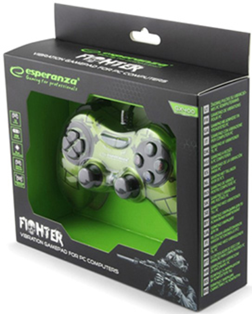 Przewodowy gamepad Esperanza Fighter PC Zielony (EGG105G) - obraz 3
