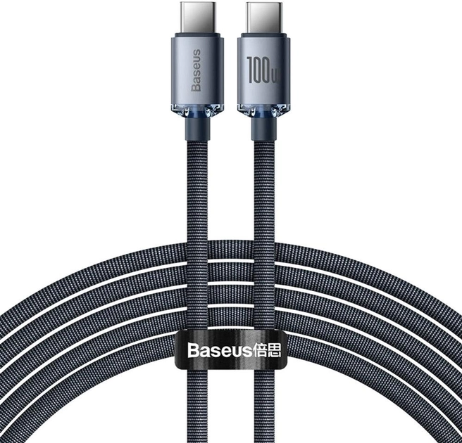 Kabel Baseus Crystal Shine Series Fast Charging Data Cable Type-C to Type-C 100W 1.2 m Czarny (CAJY000601) - obraz 1