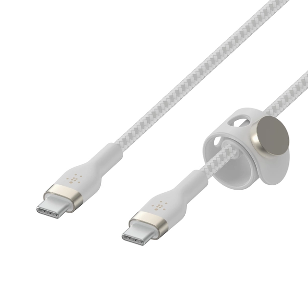 Kabel Belkin BRAIDED SILICONE USB-C - USB-C 1 m Biały (CAB011bt1MWH) - obraz 2