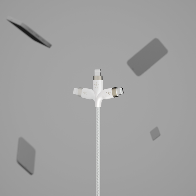 Kabel Belkin BRAIDED SILICONE USB-C - Lightning 1 m Biały (CAA011bt1MWH) - obraz 7