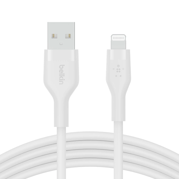 Kabel Belkin SILICONE USB-A - Lightning 1 m Biały (CAA008bt1MWH) - obraz 2