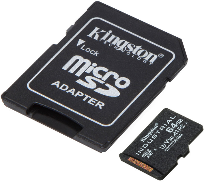 Карта пам'яті Kingston microSDXC 64GB Industrial Class 10 UHS-I V30 A1 + SD-адаптер (SDCIT2/64GB) - зображення 2